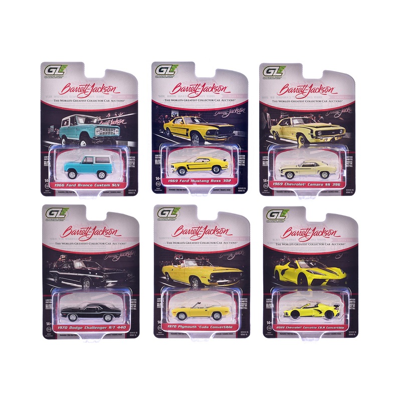 “Barrett-Jackson” Series 15 Set of 6 Cars 1/64 Diecast Model Cars by Greenlight