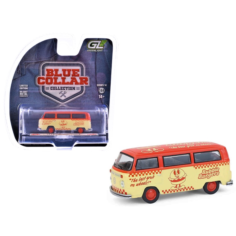 1975 Volkswagen Type 2 Van “Bubbie Burgers Food Truck” Orange and Cream “Blue Collar Collection” Series 14 1/64 Diecast Model Car by Greenlight