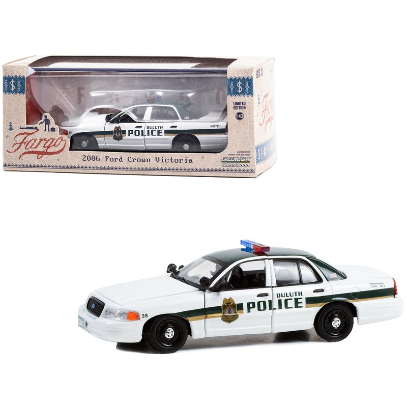 2006 Ford Crown Victoria Police Interceptor White with Green Top “Duluth Minnesota Police” “Fargo” (2014-2020 TV Series) “Hollywood” Series 1/43 Diecast Model Car by Greenlight