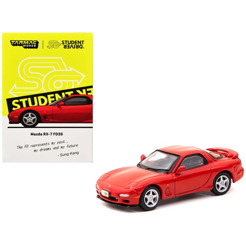 Mazda RX-7 FD3S RHD (Right Hand Drive) Red “Student Driver” “J Collection” Series 1/64 Diecast Model by Tarmac Works