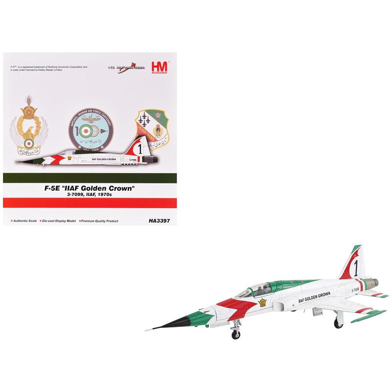 Northrop F-5E Tiger II Aircraft “#1 3-7099 IIAF Golden Crown” Imperial Iranian Air Force “Air Power Series” 1/72 Diecast Model by Hobby Master