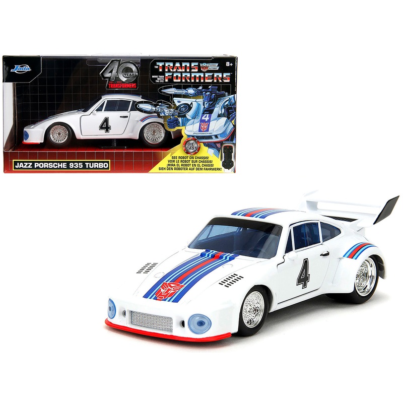 Porsche 935 Turbo #4 “Jazz” White with Blue and Red Stripes “Transformers” “Hollywood Rides” Series 1/32 Diecast Model Car by Jada