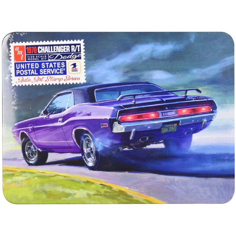 Skill 2 Model Kit 1970 Dodge Challenger R/T USPS (United States Postal Service) “Auto Art Stamp Series” 1/25 Scale Model by AMT