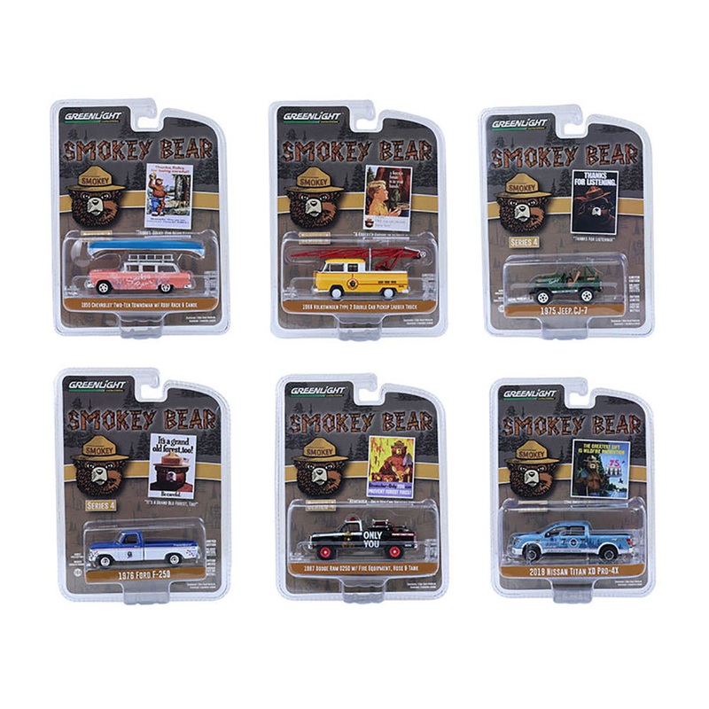 “Smokey Bear” Set of 6 Cars Series 4 1/64 Diecast Model Cars by Greenlight