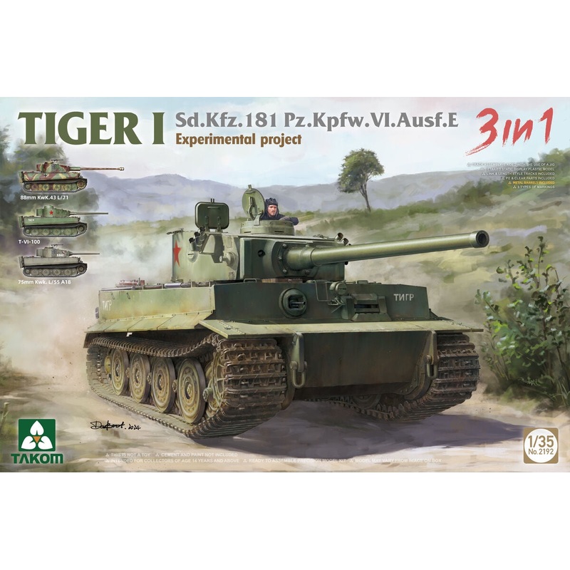 Takom – 1/35 Sd.Kfz.181 Pz.Kfw.VI.Ausf.E Tiger I – Experimental Project (3 in 1)