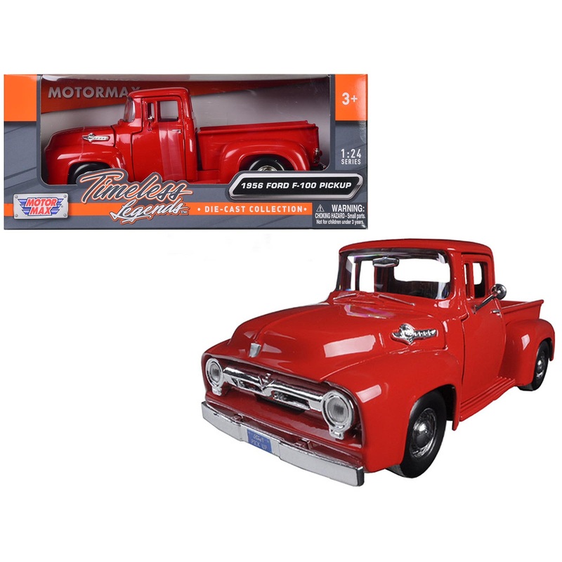1956 Ford F-100 Pickup Red 1/24 Diecast Model Car by Motormax