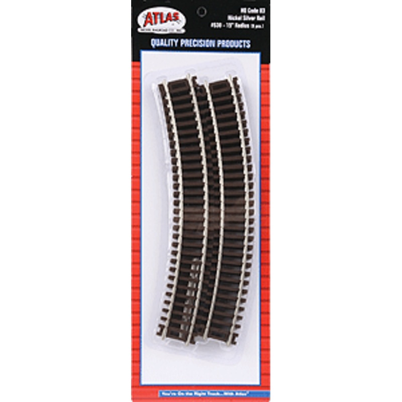 Atlas 530 HO, Code 83, 15″ Radius Curve, 30 Degree, 6 Pieces