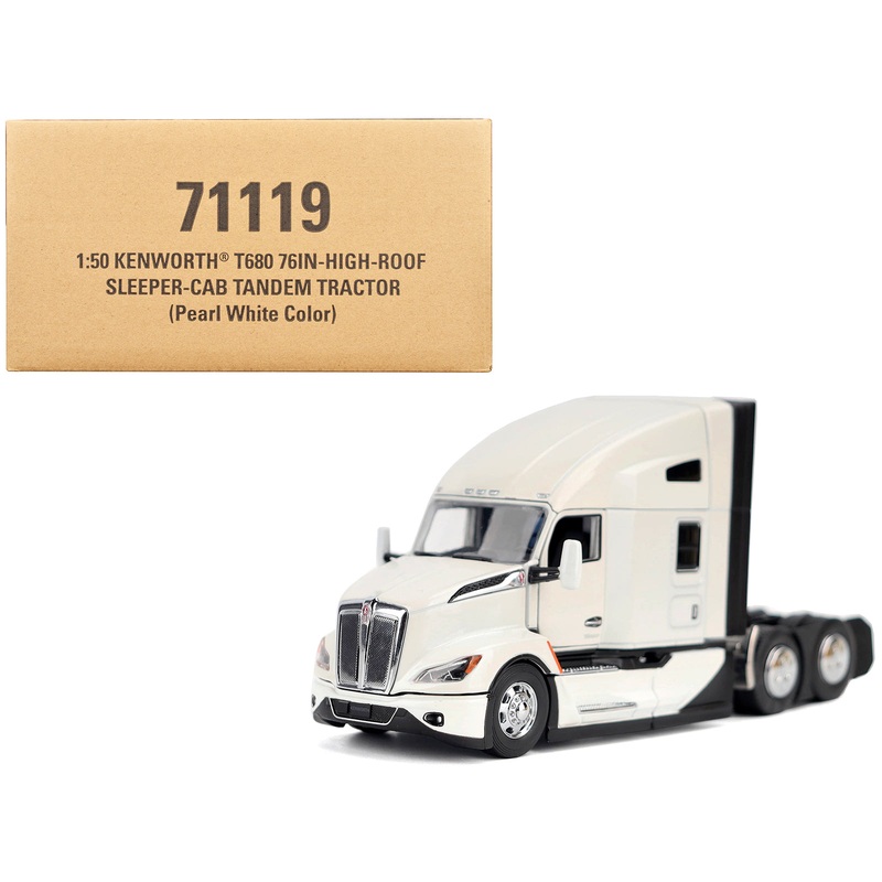 Kenworth T680 Truck Tractor Pearl White “Transport Series” 1/50 Diecast Model by Diecast Masters