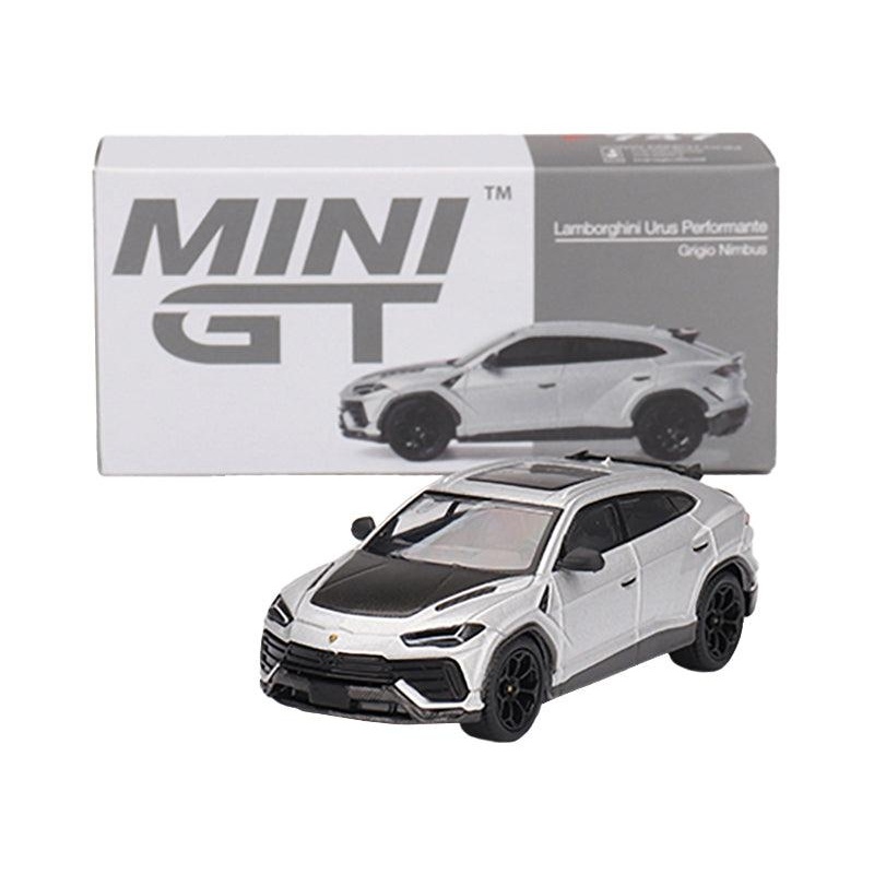 Lamborghini Urus Performante Grigio Nimbus Gray Metallic with Carbon Hood Limited Edition to 5400 pieces Worldwide 1/64 Diecast Model Car by Mini GT