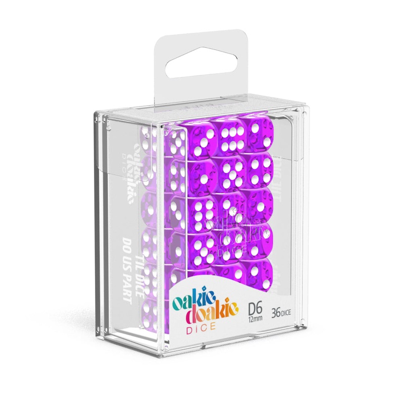 Oakie Doakie Dice – D6 Dice 12mm Translucent Purple (36)