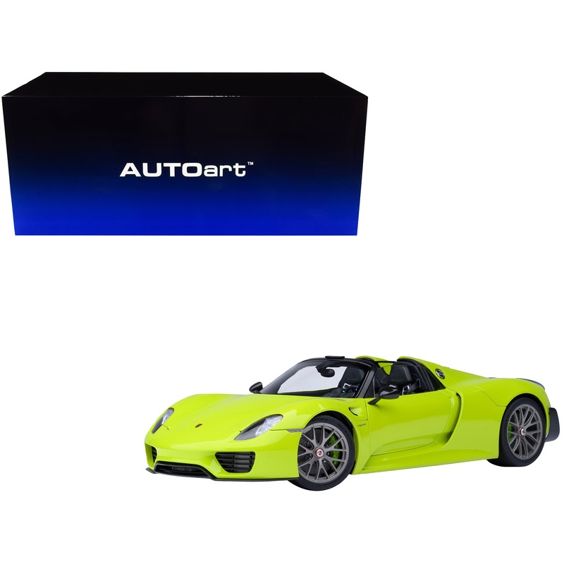 Porsche 918 Spyder “Weissach Package” Acid Green 1/18 Model Car by Autoart