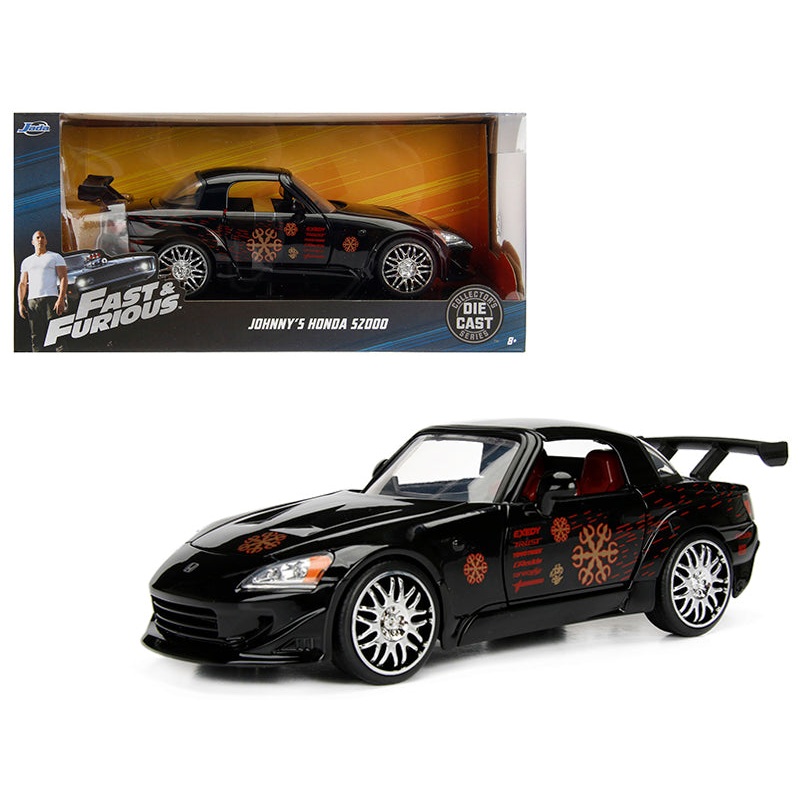 Johnny’s 2001 Honda S2000 Black with Graphics “Fast & Furious” Movie 1/24 Diecast Model Car by Jada