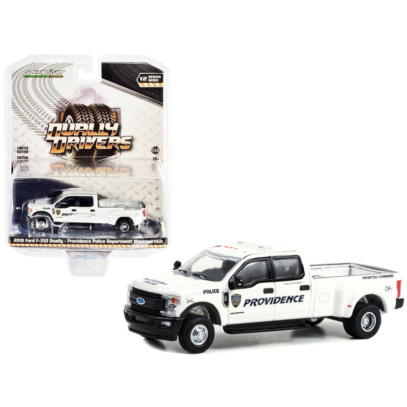 2018 Ford F-350 Dually Pickup Truck White “Providence Police Department Mounted Unit Providence Rhode Island” “Dually Drivers” Series 12 1/64 Diecast Model Car by Greenlight