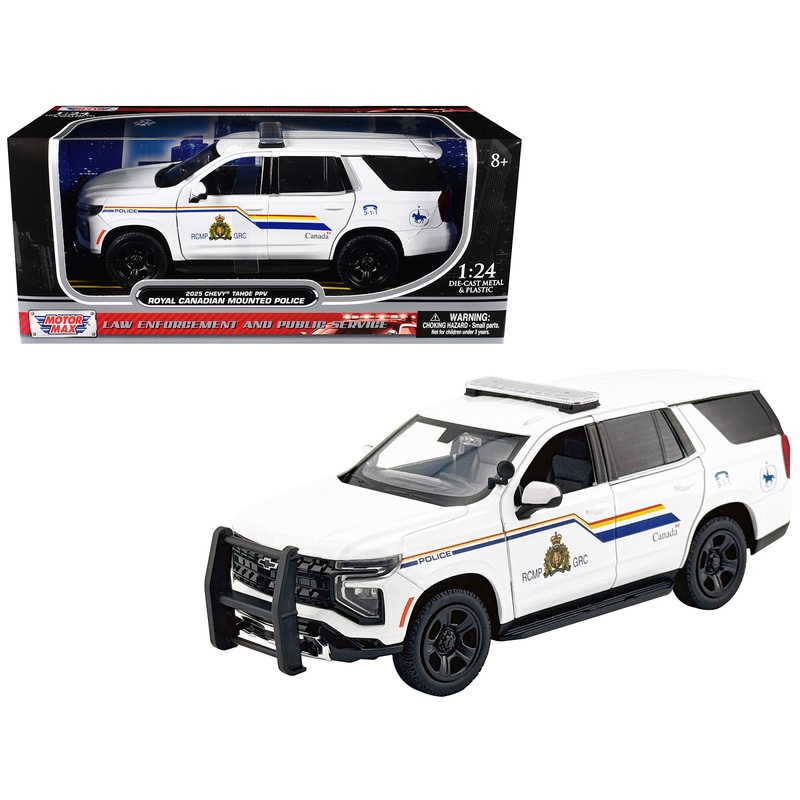 2025 Chevrolet Tahoe PPV with Light Bar “RCMP Royal Canadian Mounted Police” White “Law Enforcement and Public Service” Series 1/24 Diecast Model Car by Motormax