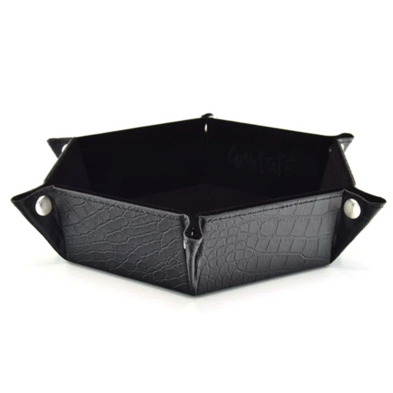 CritStones –  Hexagonal Foldable Dice Tray – Dragon Skin – Black
