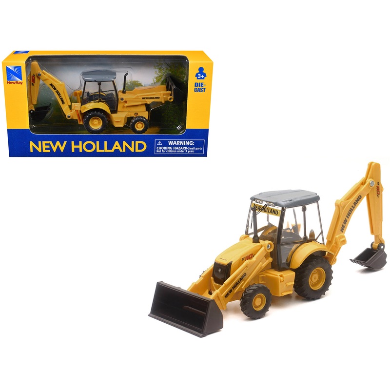 New Holland B110C Backhoe Loader Yellow Diecast Model by New Ray