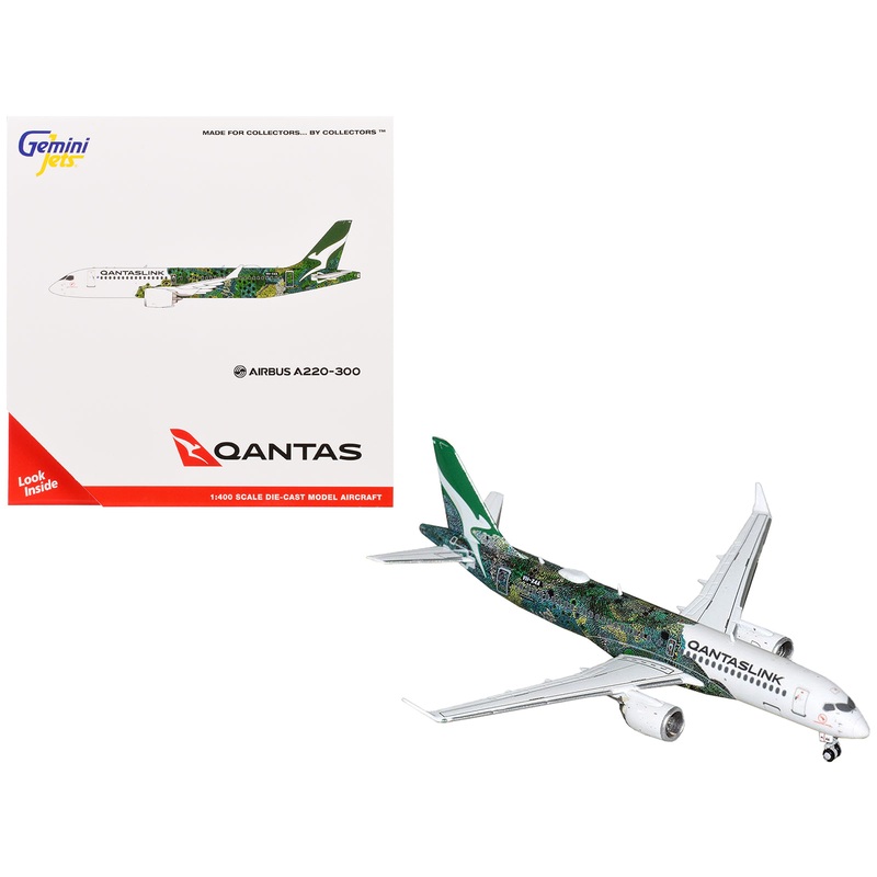 Airbus A220-300 Commercial Aircraft “QantasLink – Minyma Kutjara Tjukurpa” (VH-X4A) White with Graphics 1/400 Diecast Model Airplane by GeminiJets