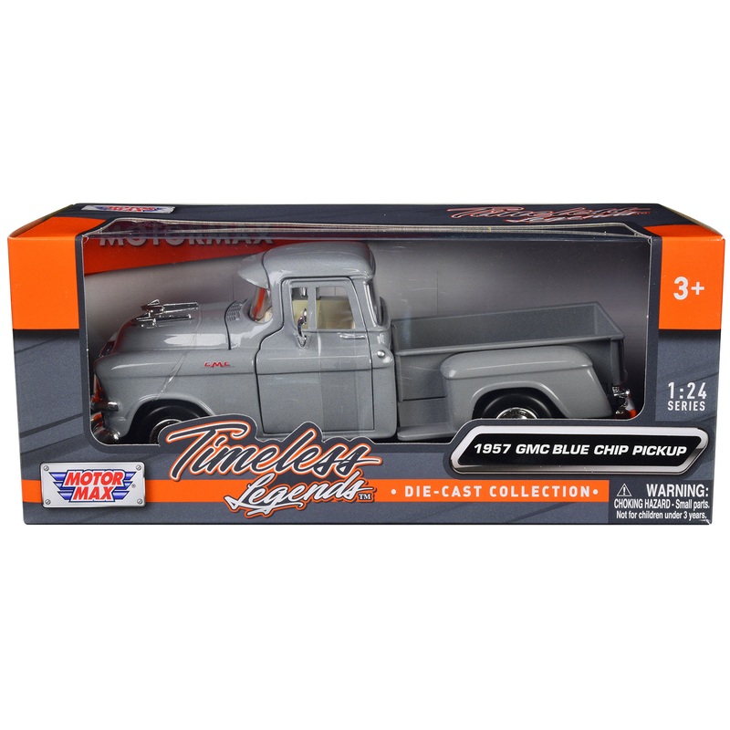 1957 GMC Blue Chip Pickup Truck Gray “Timeless Legends” Series 1/24 Diecast Model Car by Motormax