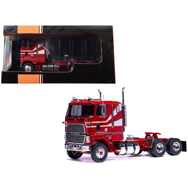 1976 Ford CL 9000 Truck Tractor Red with White Stripes 1/43 Diecast Model by IXO Models