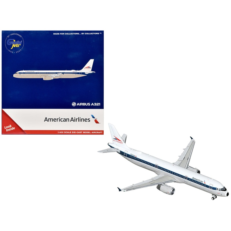 Airbus A321 Commercial Aircraft “American Airlines – Allegheny Heritage” (N579UW) White with Blue Stripes 1/400 Diecast Model Airplane by GeminiJets