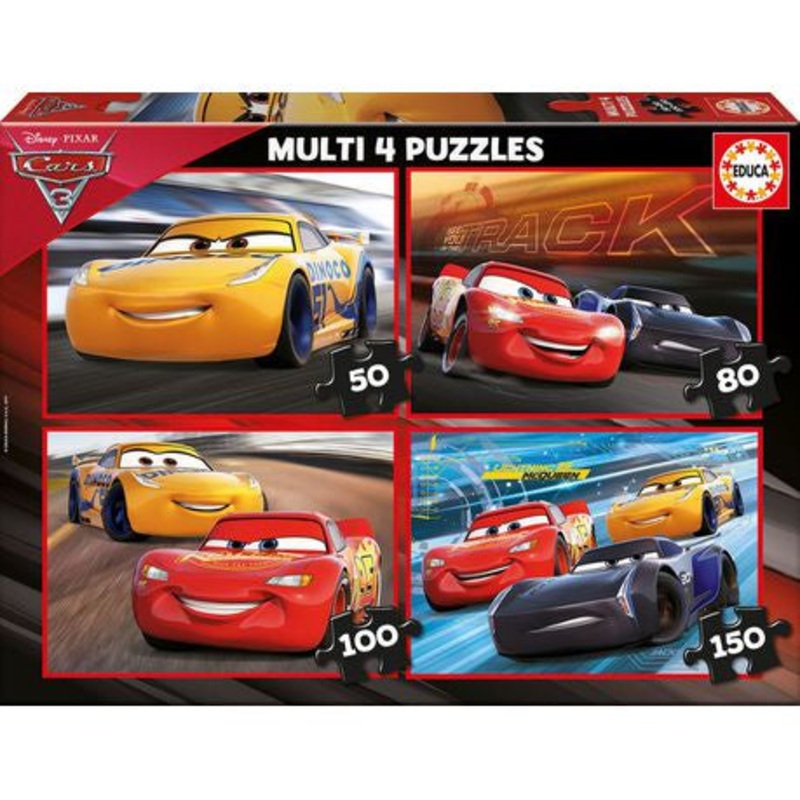 Educa – Multi 4 Puzzles – Cars 3 (50-80-100-150pcs)