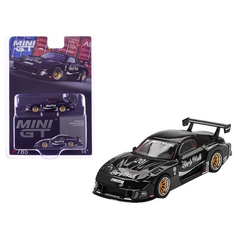 Mazda RX-7 LB-Super Silhouette #20 “Liberty Walk” Black Limited Edition 1/64 Diecast Model Car by Mini GT