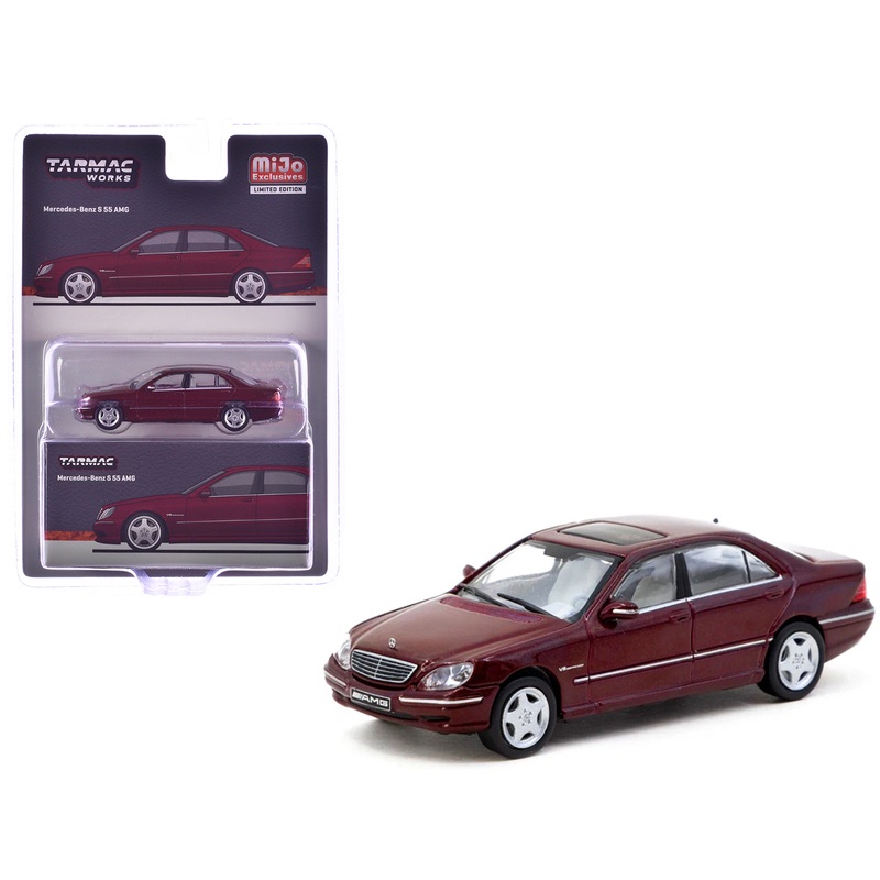 Mercedes-Benz S 55 AMG Bordeaux Red Metallic “Global64” Series 1/64 Diecast Model by Tarmac Works
