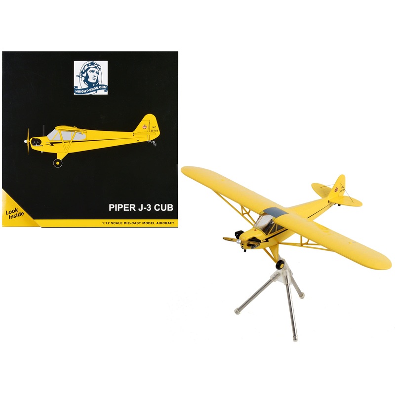Piper J-3 Cub Light Aircraft “NC 38759” Yellow with Black Stripes “Gemini General Aviation” Series 1/72 Diecast Model Airplane by GeminiJets