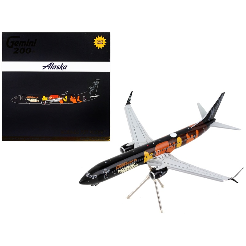 Boeing 737-900ER Commercial Aircraft with Flaps Down “Alaska Airlines – Our Commitment” Black with Graphics “Gemini 200” Series 1/200 Diecast Model Airplane by GeminiJets