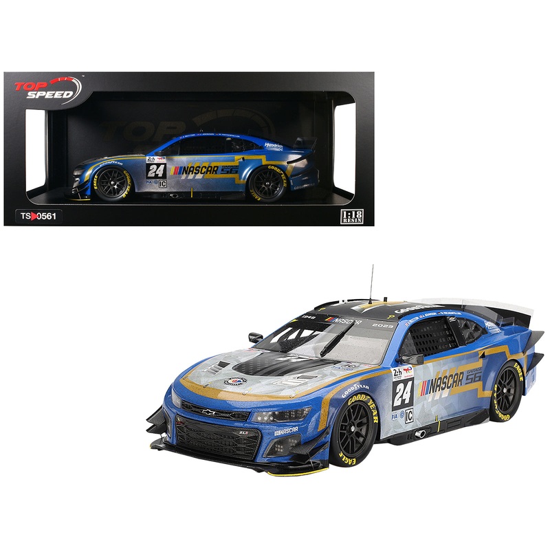 Chevrolet Camaro ZL1 #24 Jenson Button – Jimmie Johnson – Mike Rockenfeller (Post-Race Weathered Version) “Hendrick Motorsports – NASCAR Next Gen Garage 56” Innovative “24 Hours of Le Mans” (2023) 1/18 Model Car by Top Speed