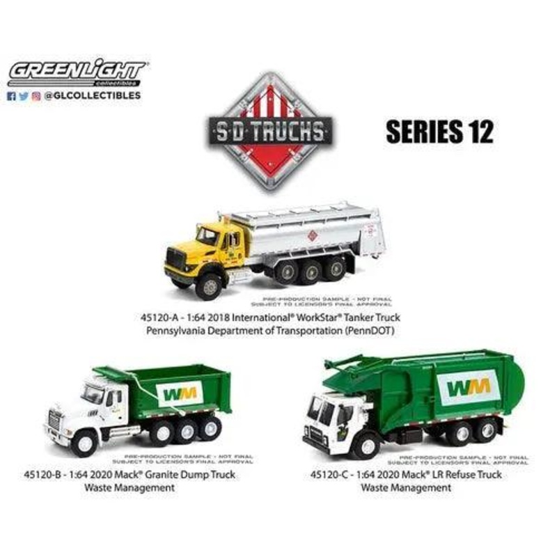 GL SD Truck Series 12 1/64 Scale Diecast Trucks (CASE/6PCS)