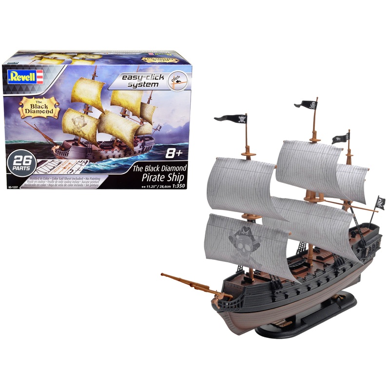 Level 2 Easy-Click Model Kit “The Black Diamond” Pirate Ship 1/350 Scale Model by Revell