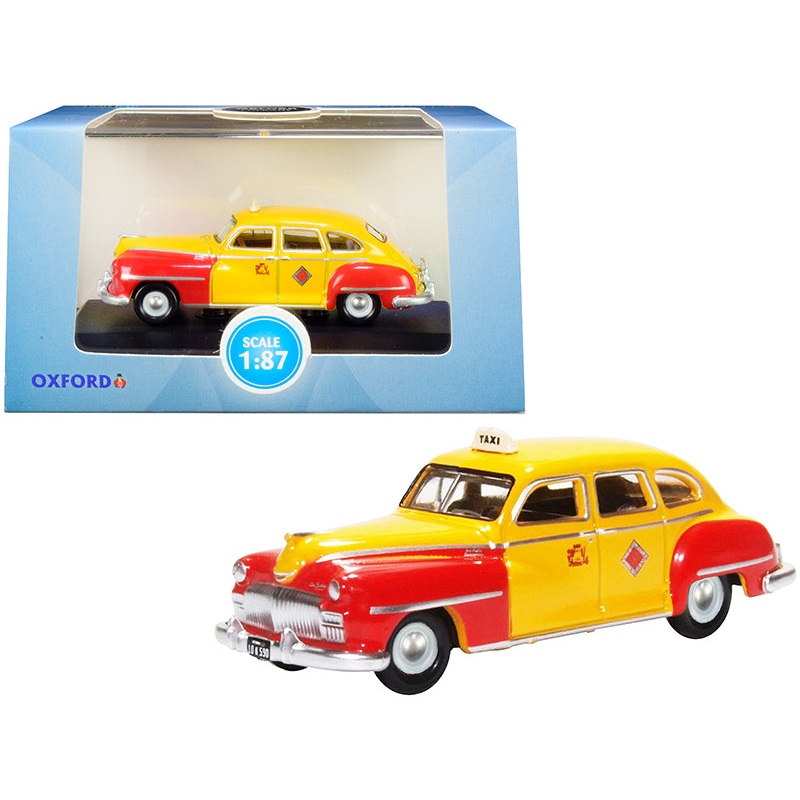1946-1948 DeSoto Suburban Yellow and Red “San Francisco Taxi” “The Godfather” Movie 1/87 (HO) Scale Diecast Model Car by Oxford Diecast