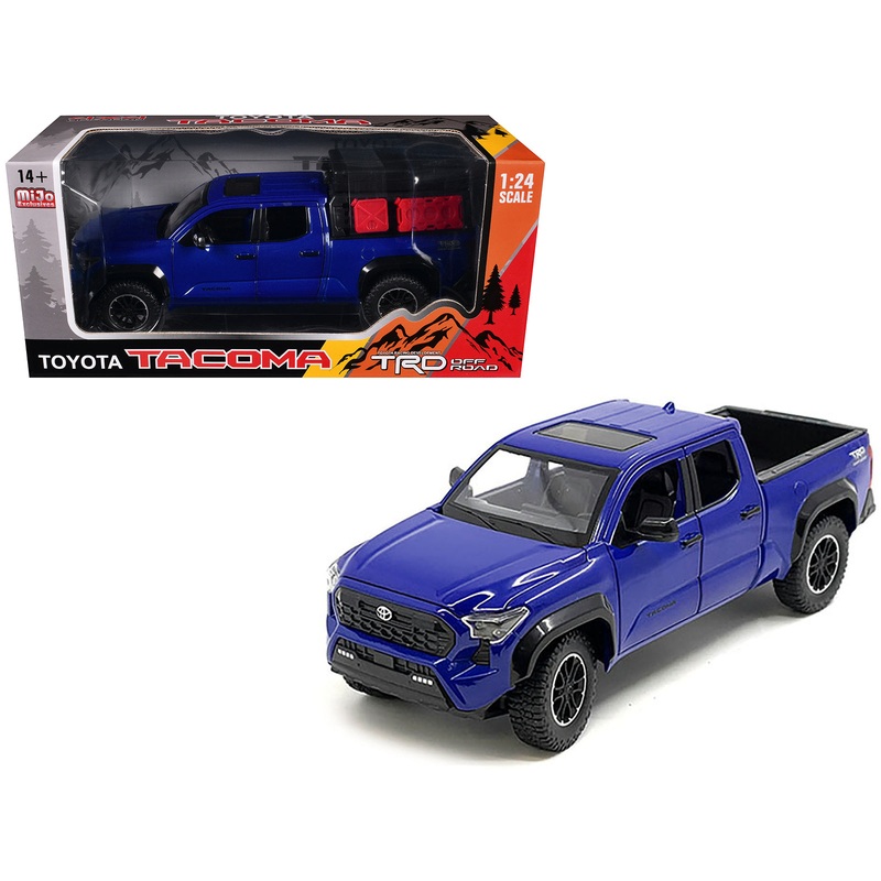 2024 Toyota Tacoma TRD Off-Road Edition Pickup Truck Blue Metallic with Bed Camper 1/24 Diecast Model Car