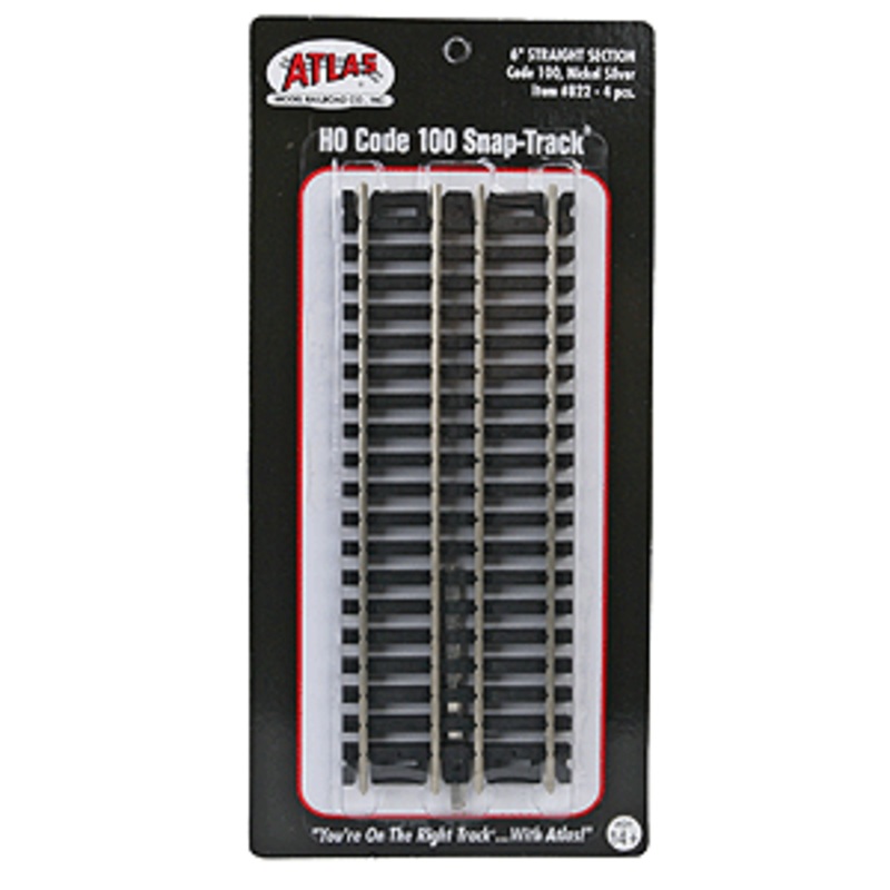 Atlas 822 HO, Code 100, 6″ Straight, 4 Pieces