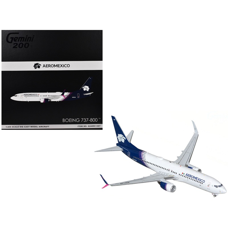 Boeing 737-800 Commercial Aircraft “AeroMexico” (N957AM) White with Dark Blue Tail “Gemini 200” Series 1/200 Diecast Model Airplane by GeminiJets