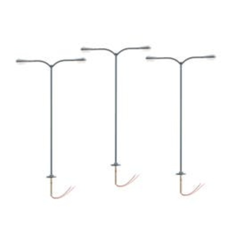 Lionel 2456070 HO LIGHTING ACCESSORIES Double Arm Parking Lights – Gray 3-Pack