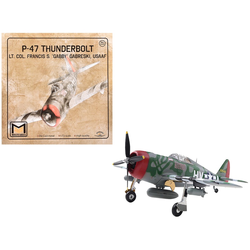 Republic P-47 Thunderbolt Fighter Aircraft “Lt. Col. Francis S. “Gabby” Gabreski” United States Army Air Forces 1/72 Diecast Model by Militaria Die Cast