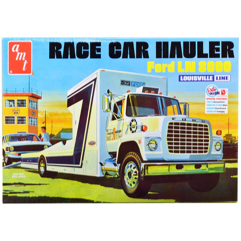Skill 3 Model Kit Ford LN 8000 Race Car Hauler Louisville Line 1/25 Scale Model by AMT