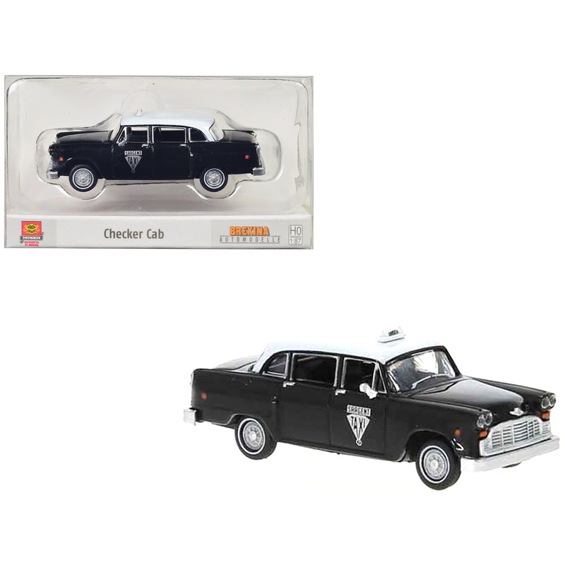 1974 Checker Cab Black and White “Winnipeg” 1/87 (HO) Scale Model Car by Brekina