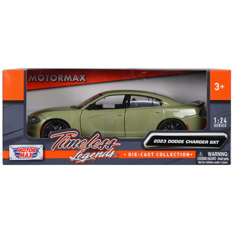 2023 Dodge Charger SXT Green Metallic “Timeless Legends” Series 1/24 Diecast Model Car by Motormax
