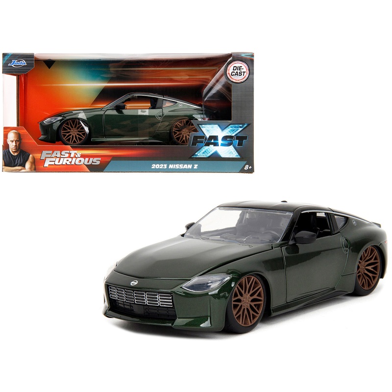 2023 Nissan Z Dark Green Metallic with Black Top “Fast X” (2023) Movie “Fast & Furious” Series 1/24 Diecast Model Car by Jada