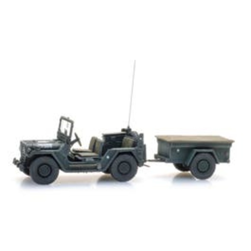 Artitec 6870569  HO US M151 jeep + M416 trailer Forest green