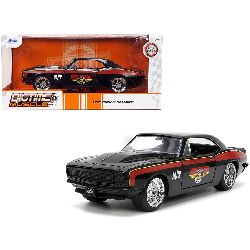 1967 Chevrolet Camaro “Mickey Thompson” Black with Red and Yellow Stripes “Bigtime Muscle” Series 1/24 Diecast Model Car by Jada