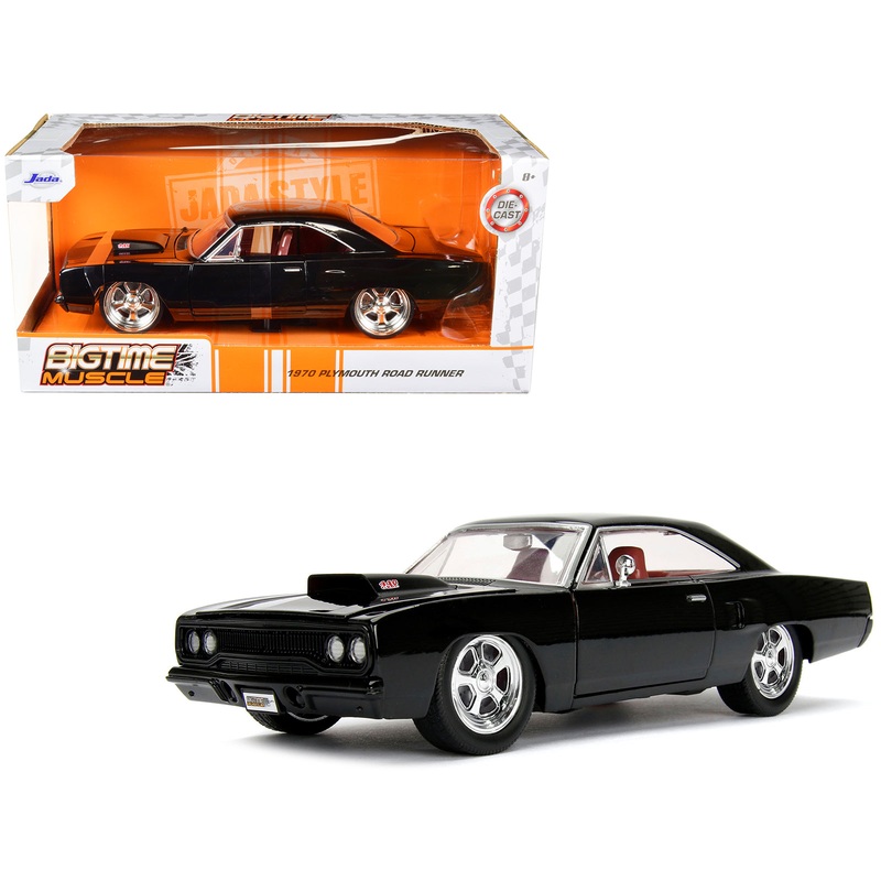 1970 Plymouth Road Runner 440 Black with Red Interior “Bigtime Muscle” Series 1/24 Diecast Model Car by Jada