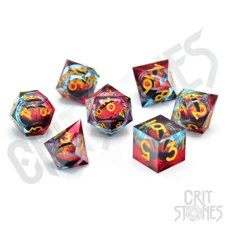 CritStones – Resin RPG Dice Set – Chromatic Dragon’s Gaze Floating Eye