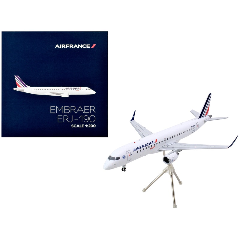 Embraer ERJ-190 Commercial Aircraft “Air France Hop” (F-HBLN) White with Striped Tail “Gemini 200” Series 1/200 Diecast Model Airplane by GeminiJets