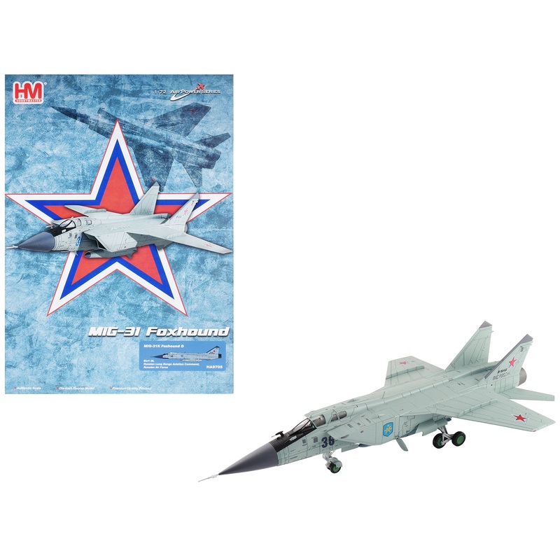 Mikoyan MIG-31K Foxhound D Interceptor Aircraft “Long Range Aviation Command” Russian Air Force “Air Power Series” 1/72 Diecast Model by Hobby Master