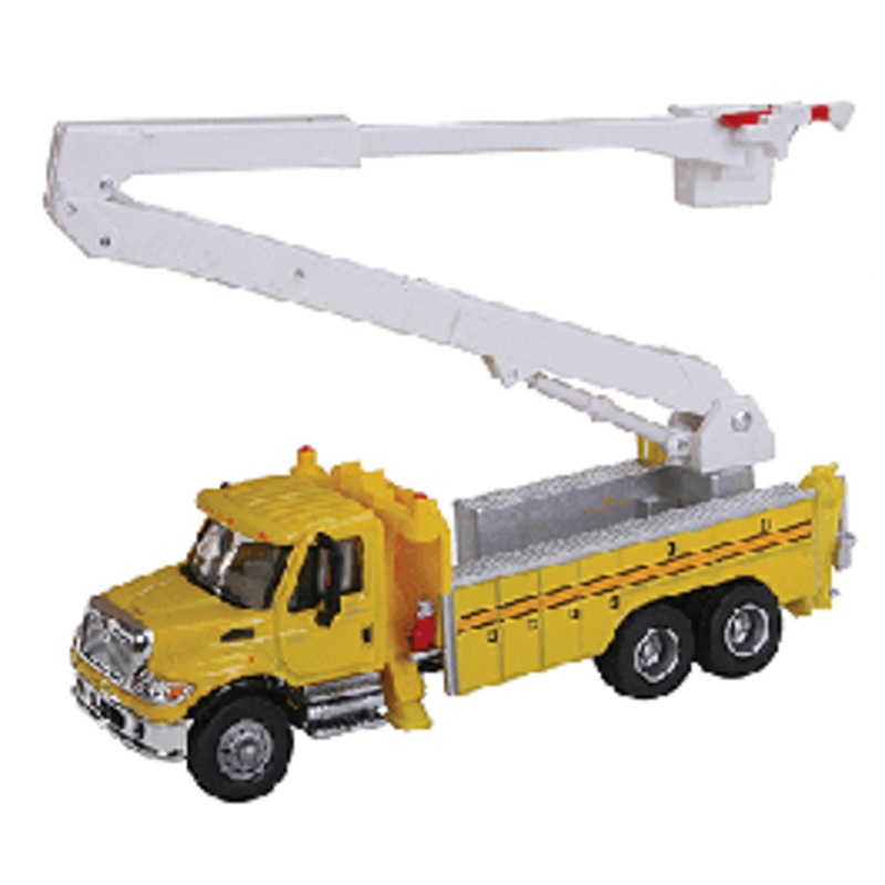 Walthers 949-11752 International 7600 Utility Truck- With Bucket Lift (yellow) Assembled