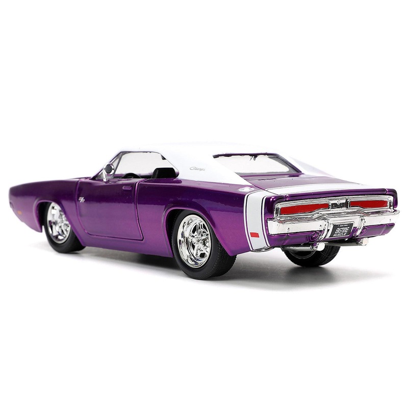 1970 Dodge Charger R/T Purple Metallic with White Top and Tail Stripe “Bigtime Muscle” Series 1/24 Diecast Model Car by Jada